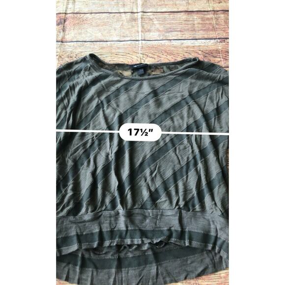 AB Studio Drapey Diagonal Stripe Green Lace Blouse Women’s Size Medium - Picture 6 of 8